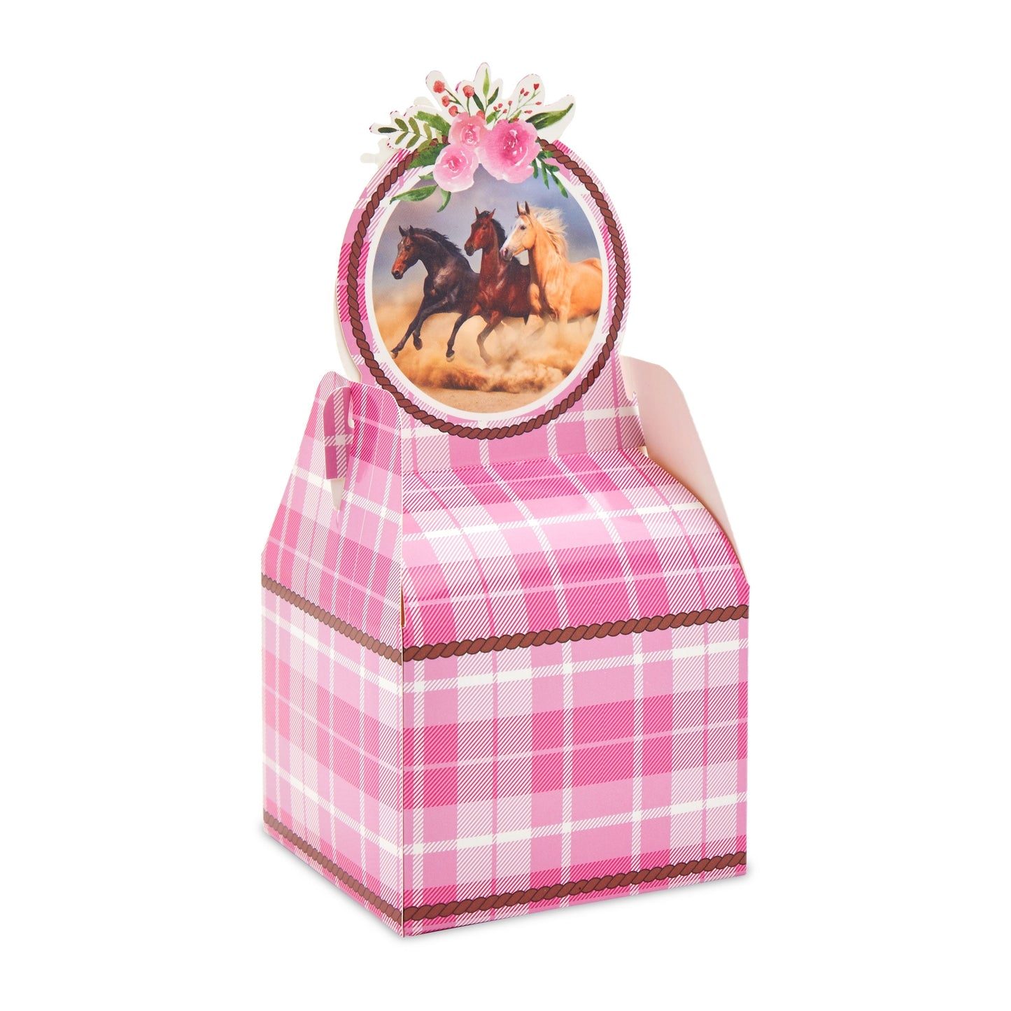 36 Pack Pink Plaid Horse Party Favor Treat Boxes for Cowgirl Birthday Supplies (3.5 x 2.75 In, Pink)