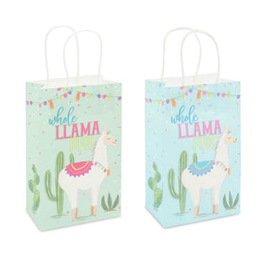 Llama Party Favor Paper Gift Bags with Handles, Whole Llama Fun Fiesta (24 Pack)