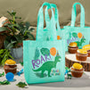 24-Pack Small Dinosaur Party Favor Tote Bags with Handles for Kids Birthday, Non-woven Dino Goodie Gift Reusable Bag for Goodie Favors and Treats (6.5x7x1.8 in)
