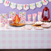 3 Pack White and Pink Plaid Tablecloth for Camping Birthday Party Supplies (5 x 9 Feet)