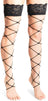 Thigh High Stockings with Lace Garter Belt, Sheer and Fishnet (2 Pairs)