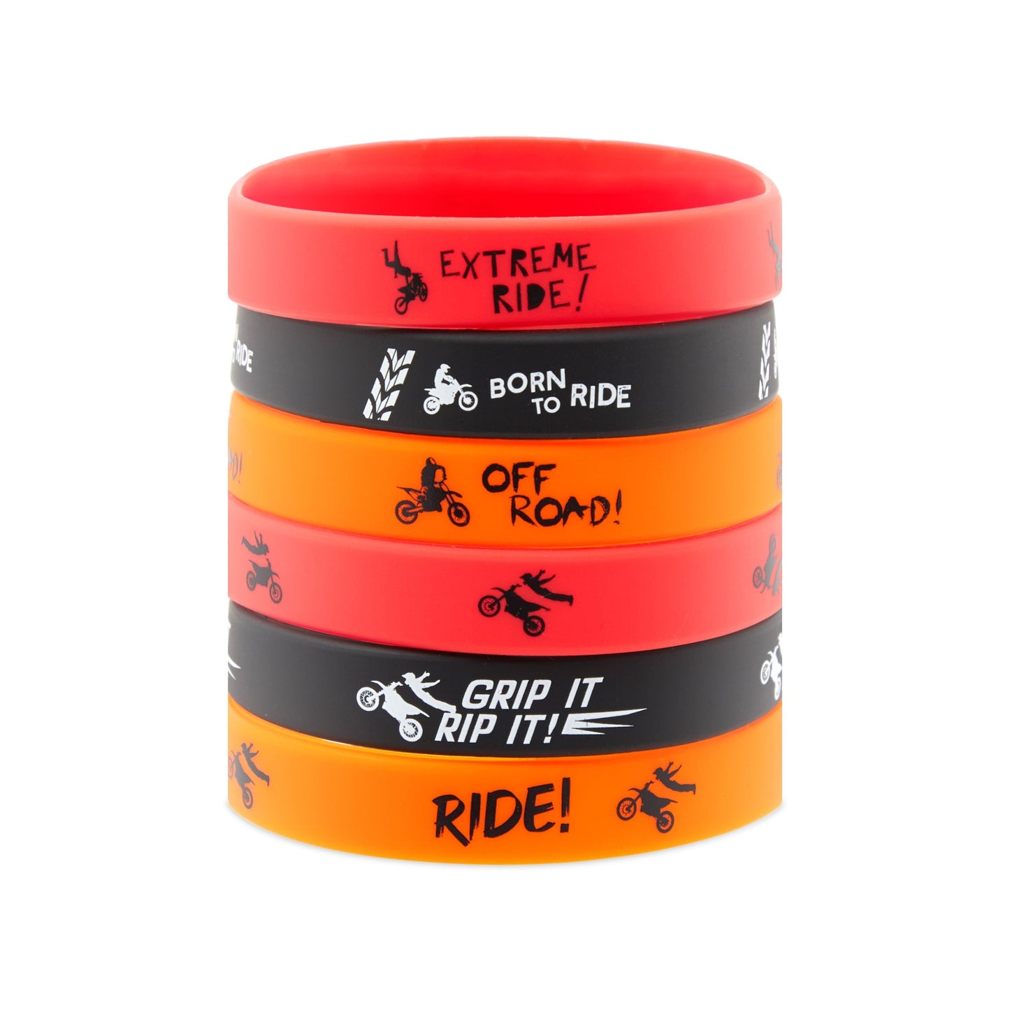 48 Pack Dirt Bike Rubber Bracelets for Kids Birthday Party Favors Supplies, Motorcycle Silicone Wristbands, 3 Colors