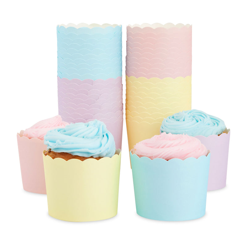 48 Pack Pastel Cupcake Liners Wrappers, Rainbow Color Muffin Paper Baking Cup for Birthday Party