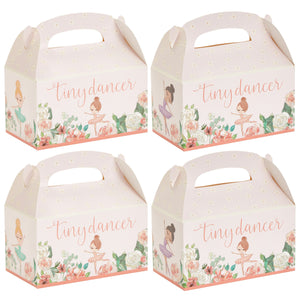 24-Pack Ballet Tiny Dancer-Themed Gable Party Favor Boxes for Ballerina Party Decorations, Built-In Handles with Pre-Scored Tabs for Easy Assembly (Pink, 6x3x4 in)