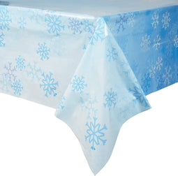 Snowflake Blue Tablecloth for Holiday Christmas Party (54 x 108 in, 3 Pack)