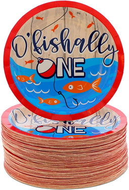 O’fishally One Paper Plates for 1st Birthday Party (7 Inches, 80 Pack)
