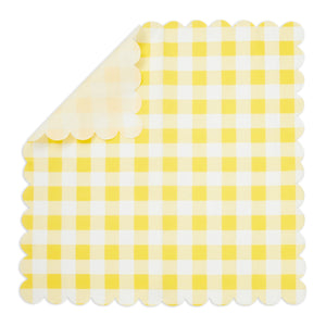 100 Pack Yellow Plaid Paper Napkins for Birthday Party Supplies (6.5 x 6.5 In)