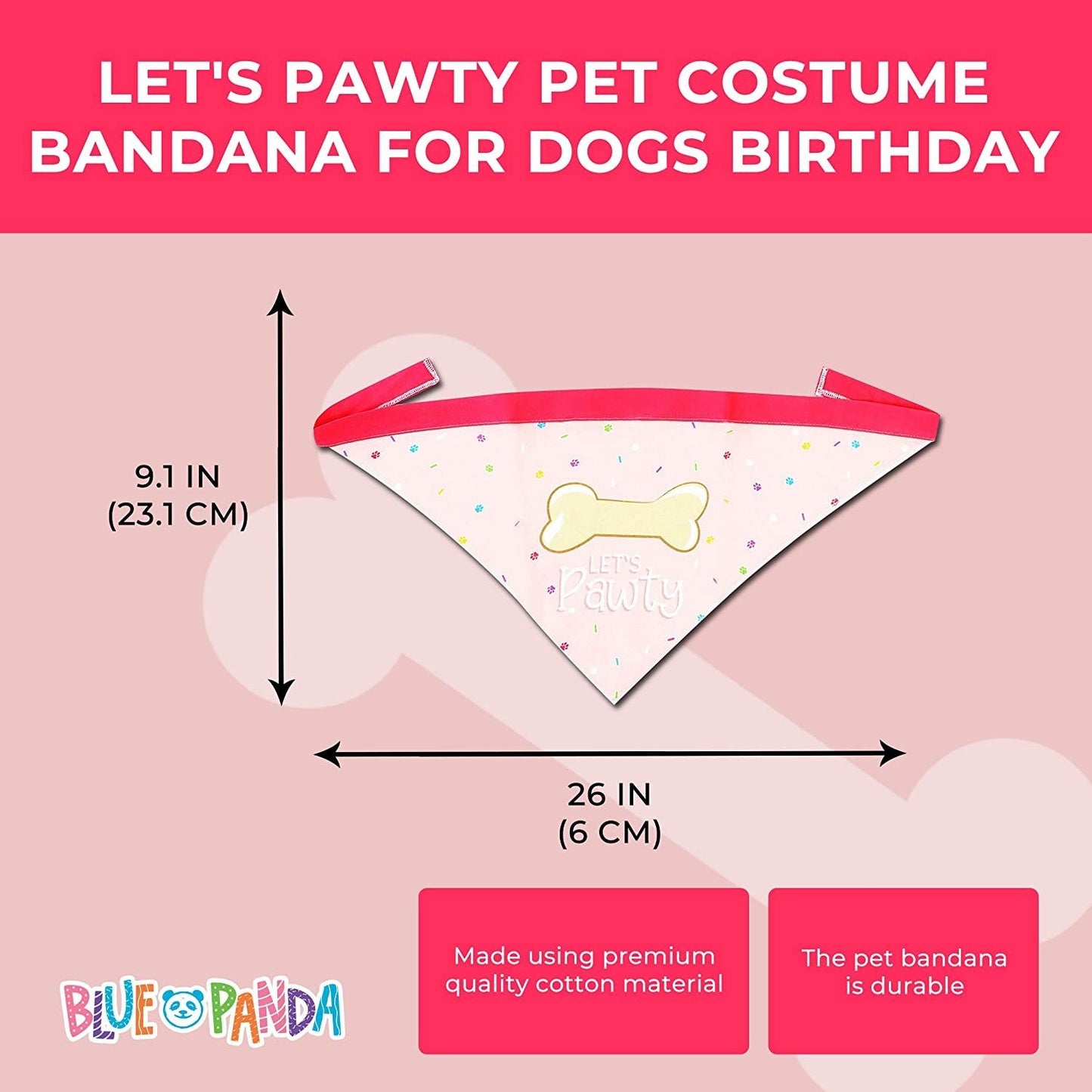 Pink Dog Birthday Bandana, Let's Pawty