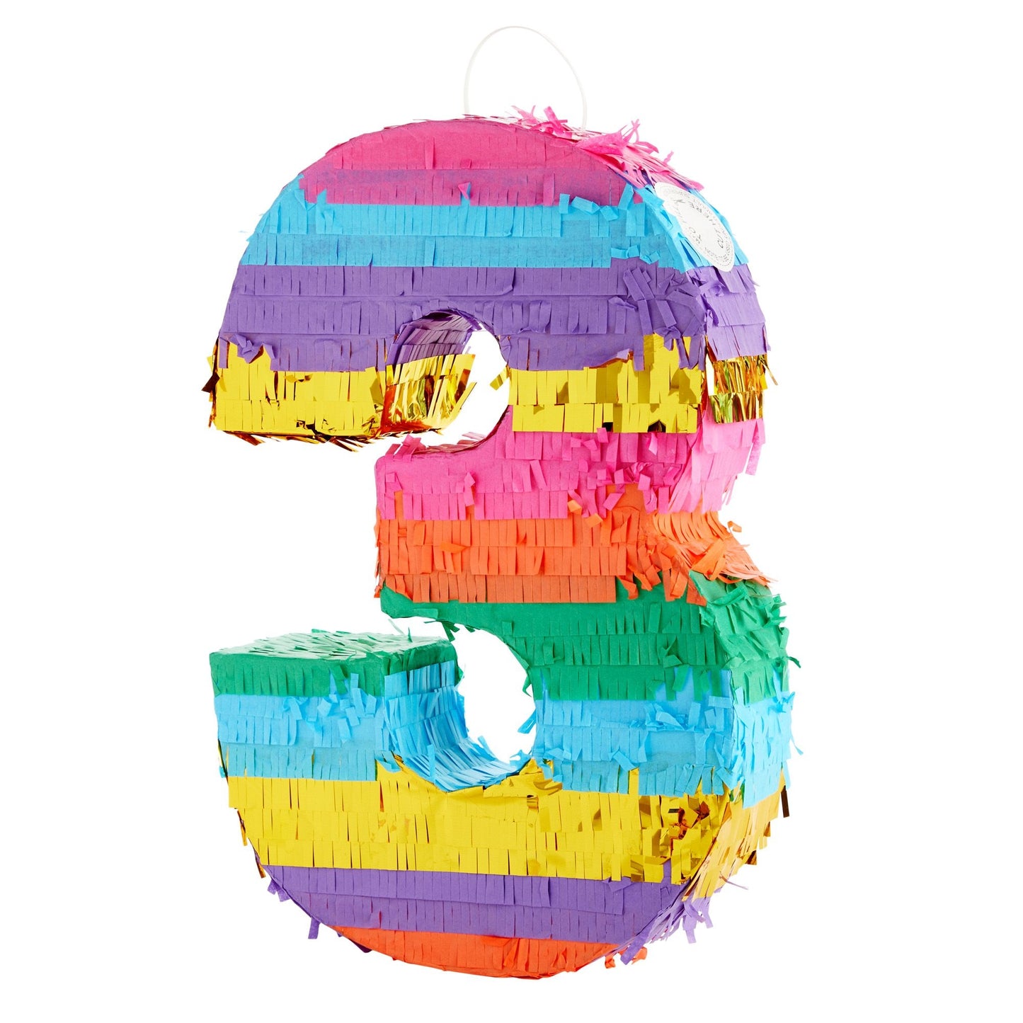 Rainbow Number 3 Pinata for 3rd Birthday Party Supplies, Fiesta , Cinco de Mayo Celebration (Small, 16.5 x 11 x 3 In)