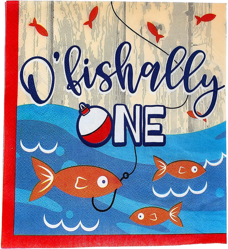 O'fishally One Paper Napkins for Kids 1st Birthday Party (6.5 In, 100 Pack)