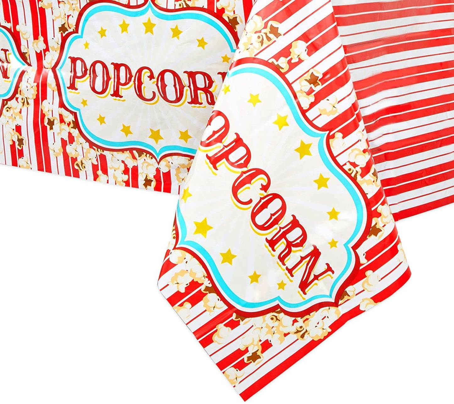 Popcorn Tablecloths for Movie Night, Carnival Party Supplies (54 x 108 In, 3 Pack)