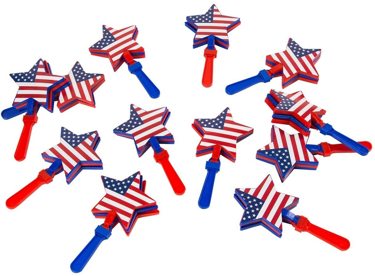 Hand Clappers Noisemakers, America Patriotic Party Supplies (12 Pack)