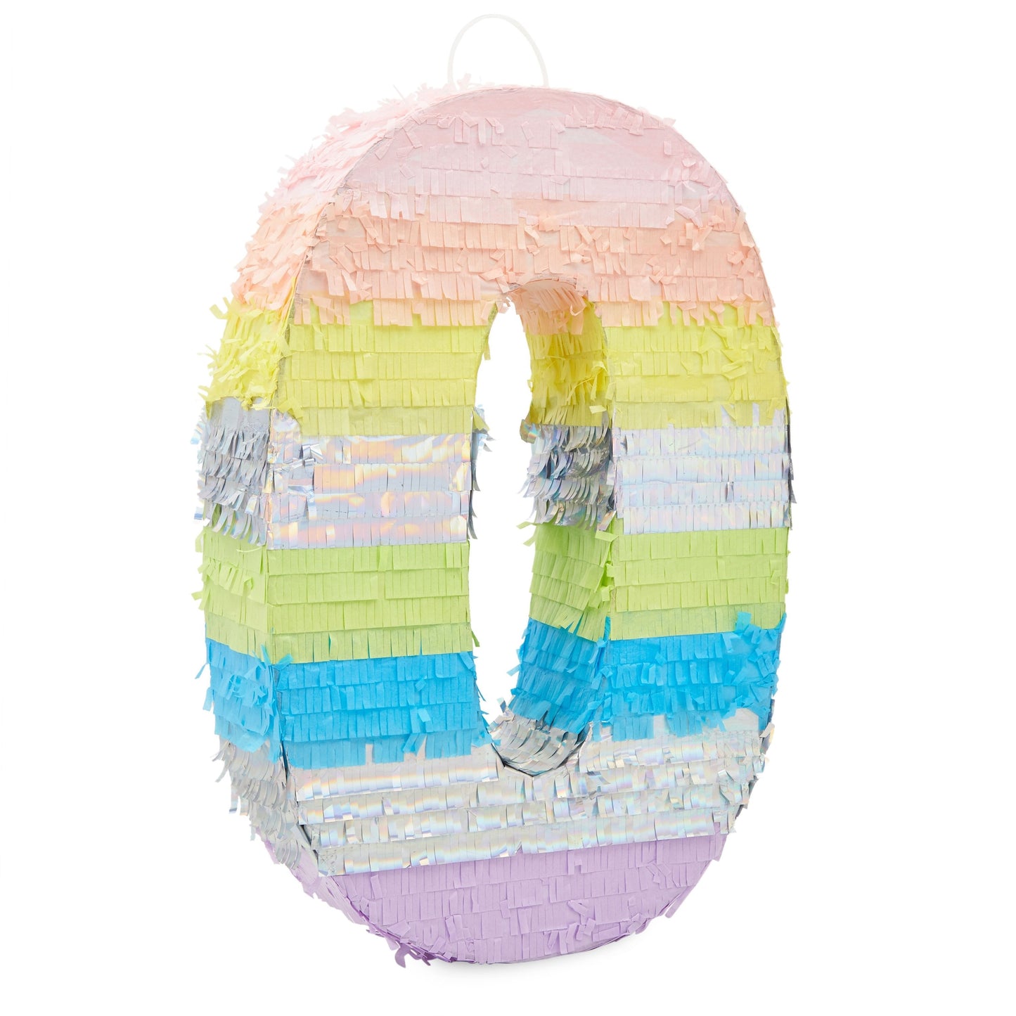 Large Number 0 Pinata for Girl's Birthday Party Decorations, Rainbow Pastel (21x14.4x4 In)