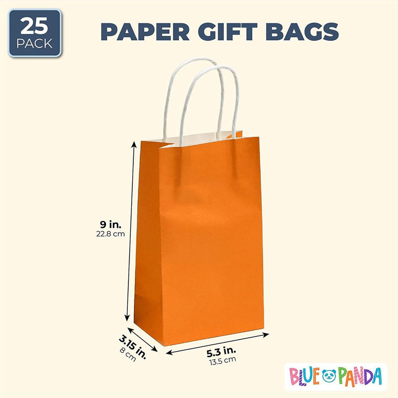 Orange Party Favor Gift Bags with Handles for Kids Birthday (25 Pack)