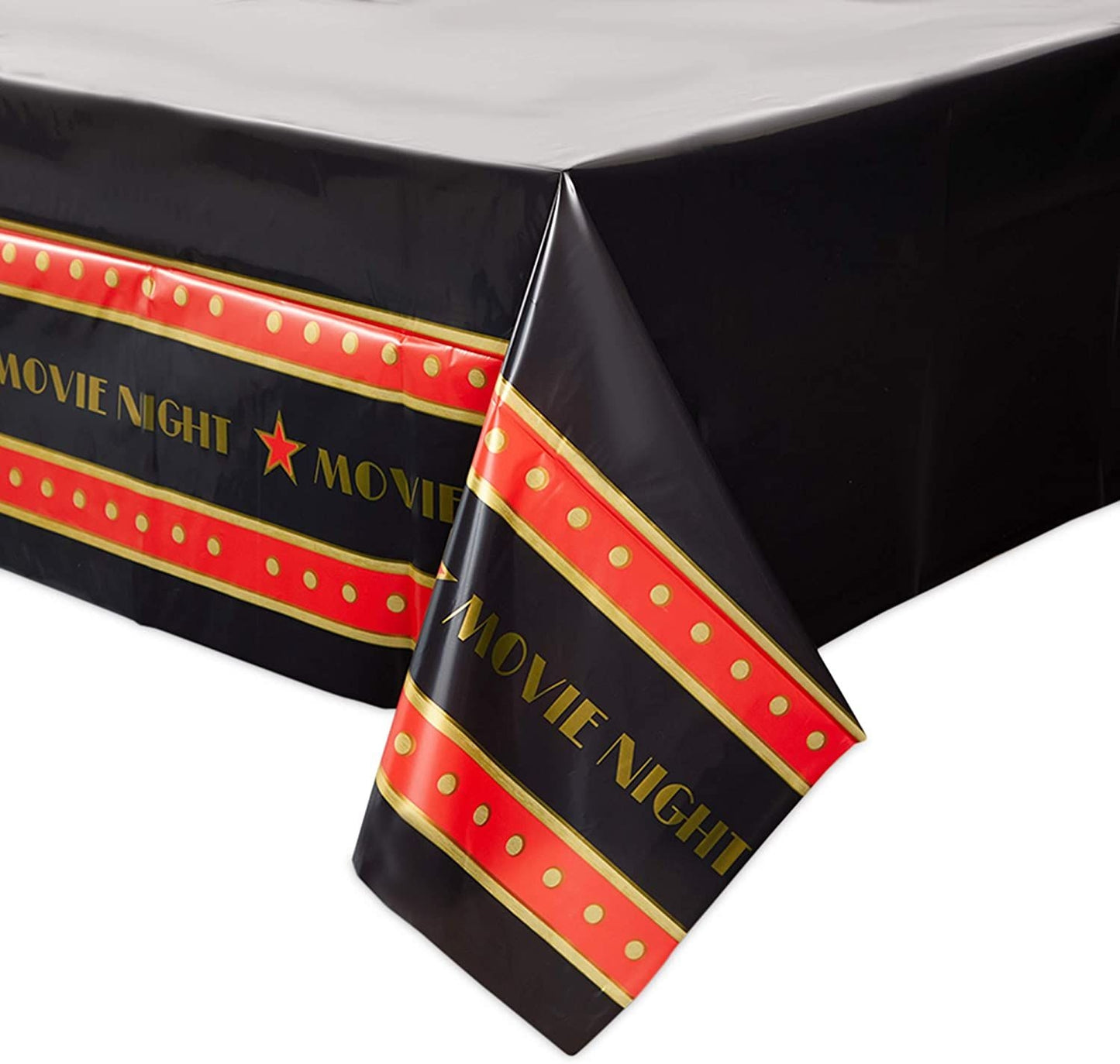 Movie Night Party Pack with Dinnerware, Hats, Banner, Tablecloths (Serves 24, 99 Pieces)