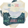 Whale He or She Paper Napkins for Gender Reveal Party (6.5 x 6.5 in, 100 Pack)