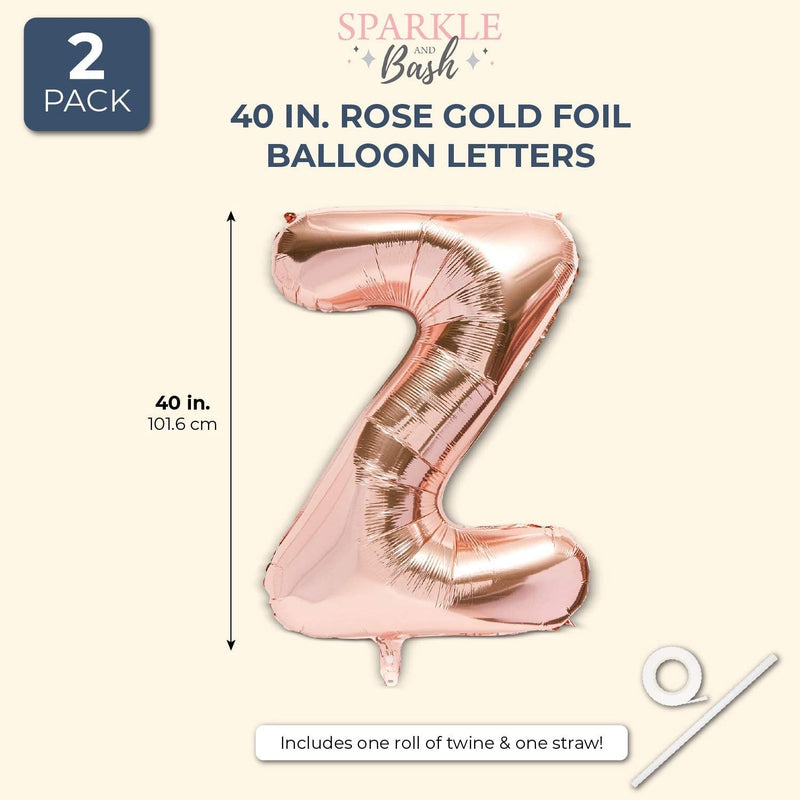 Rose Gold Foil Letter Z Party Balloons (40 in, 2 Pack)