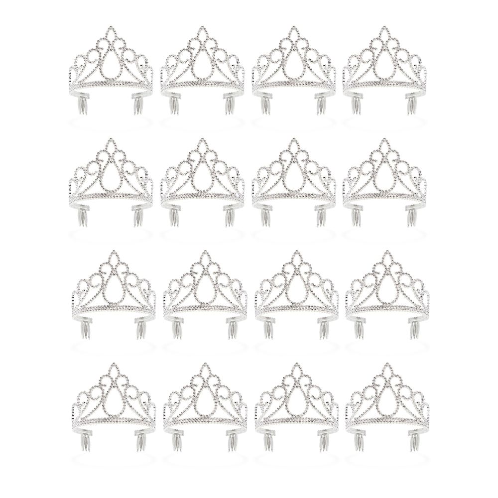 Princess Tiara Crowns for Girls and Birthday Party Dress-Up (Silver, 12 Pack)