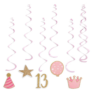 42 Piece Official Teenager Birthday Decorations for Girls 13th Birthday Party (Pink, White)