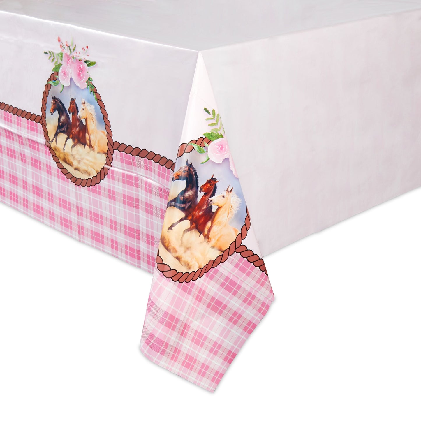 3 Pack Horse Plastic Table Covers, Cowgirl Birthday Party Supplies for Girls (54 x 108 In)