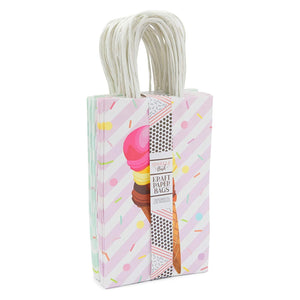 Ice Cream Birthday Party Favor Gift Bags with Handles (9 x 5.5 x 3.15 in, 24 Pack)