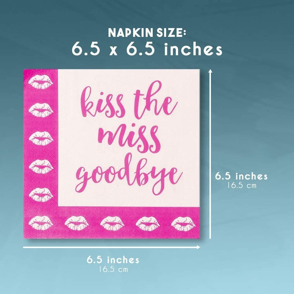 Cocktail Napkins - 150-Pack Bachelorette Party Supplies, Disposable Luncheon Paper Napkins, 3-Ply, Unfolded 13 x 13 inches, Folded 6.5 x 6.5 Inches