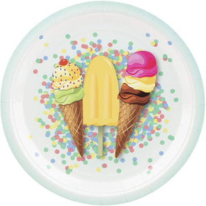 Paper Plates for Ice Cream Party Supplies for Birthdays (9 In, 80 Count)