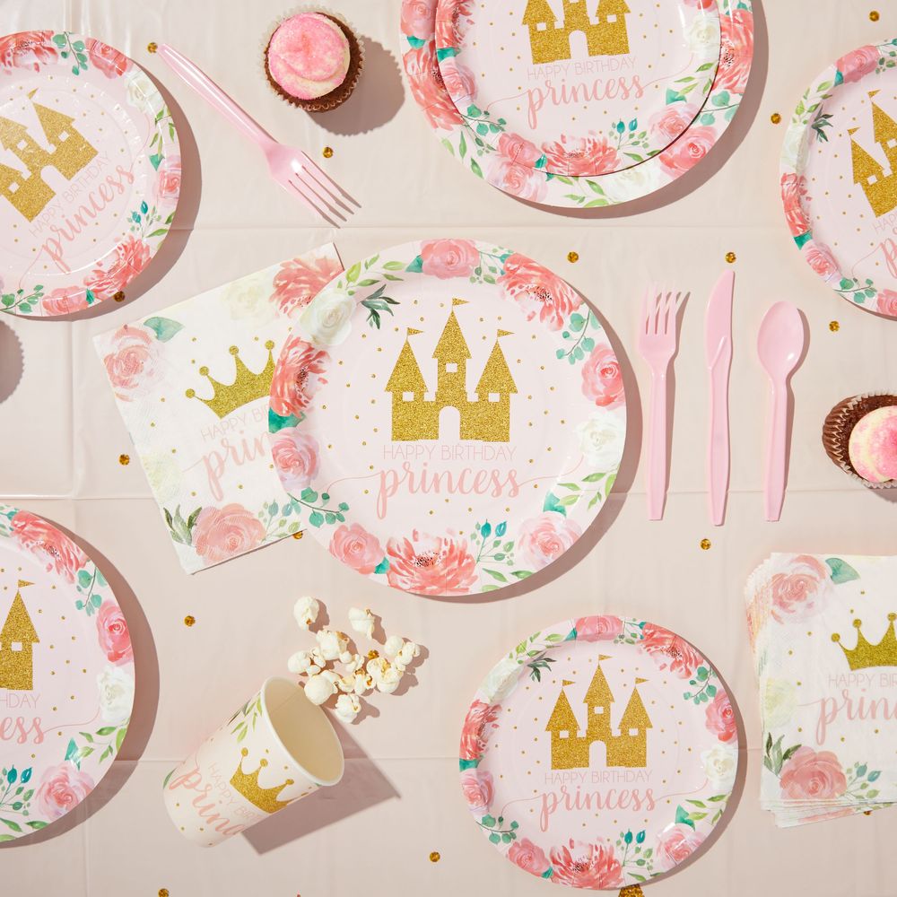 Princess Birthday Party Decorations Set, Banner, Dinnerware, Hats (24 Guests)