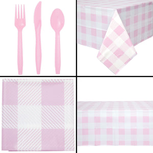 183 Piece Girls One Happy Camper Birthday Party Supplies with Plates, Napkins, Cups, Goodie Bags, Tablecloth, Banner and Cutlery (Serves 24)