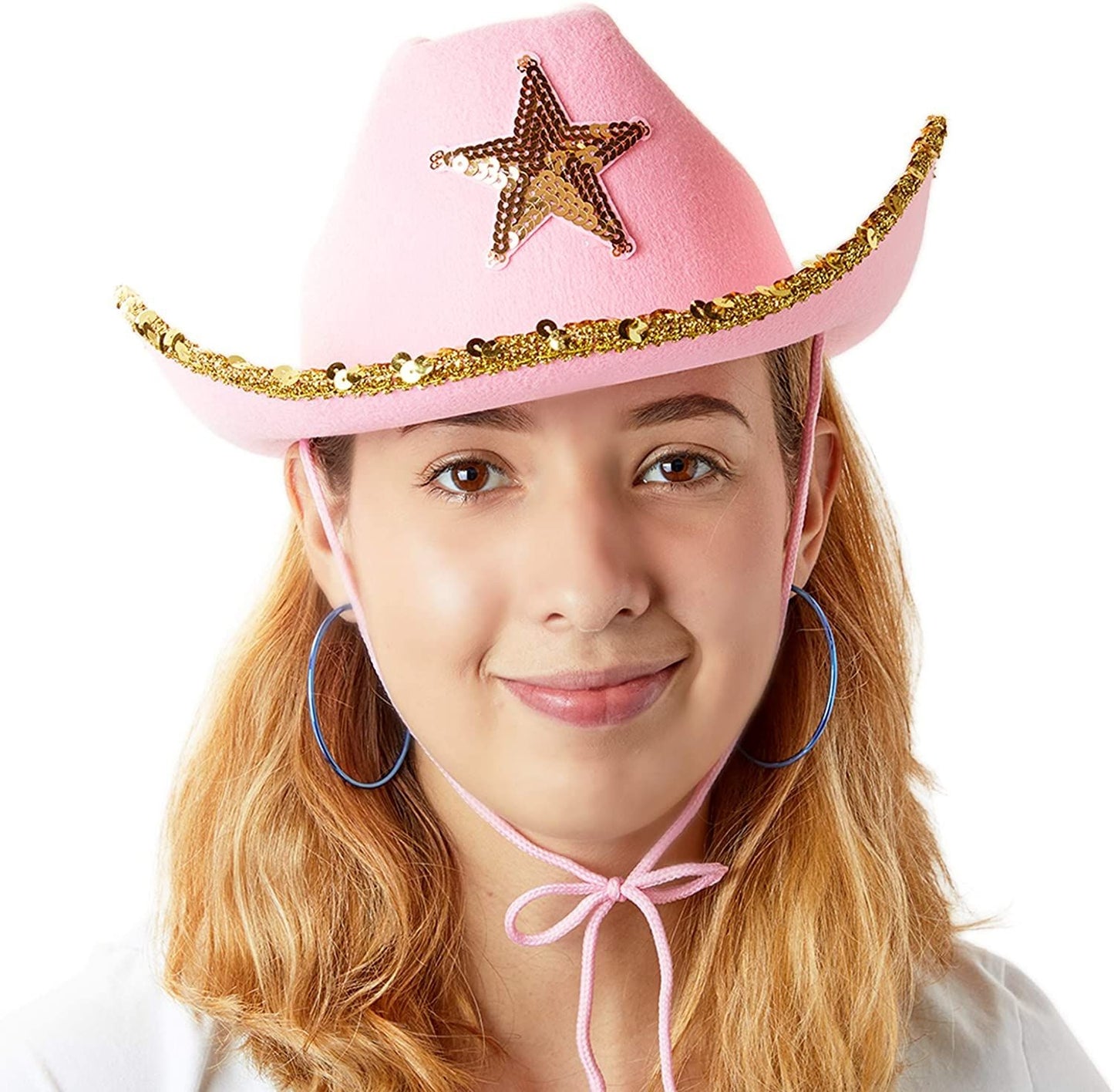 Western Cowboy and Cowgirl Hats for Kids, Pink Sparkly (4 Pack)