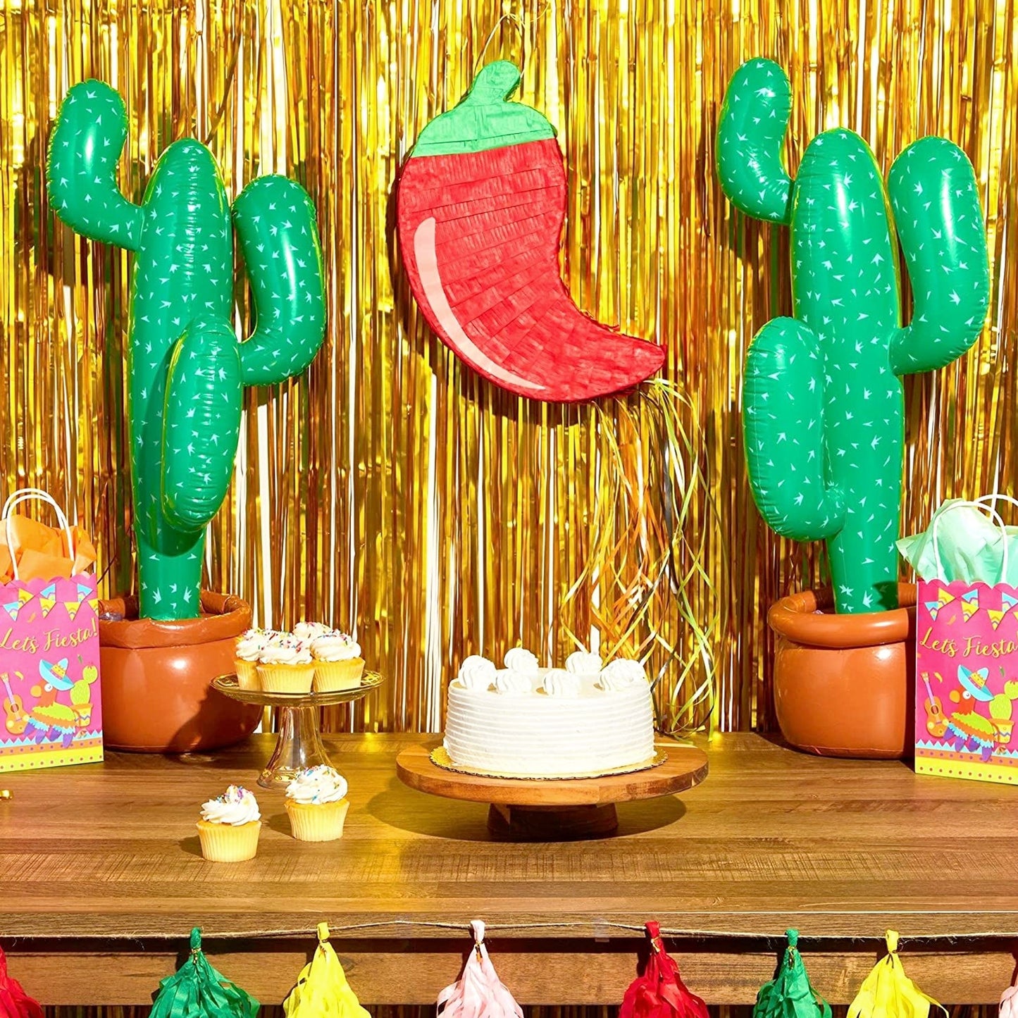 3 Pack 35 Inch Inflatable Cactus Set for Mexican Fiesta Party Decorations, Cinco de Mayo Supplies