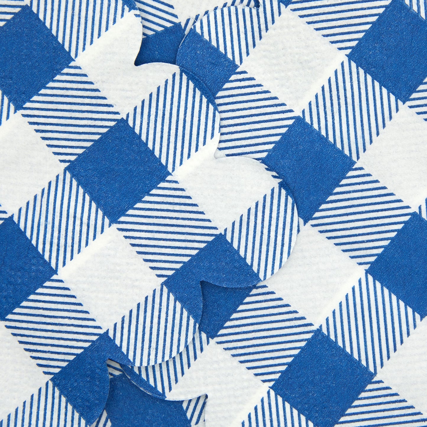 100 Pack Blue Gingham Printed Paper Napkins for Summer Party (6.5 x 6.5 In)