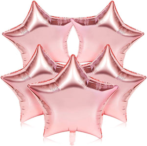 24 Packs Rose Gold Star Themed Foil Balloons 24" for Baby Shower Birthday Party Decorations