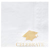 Graduation Party Napkins with Gold Foil Design (White, 5x5 In, 50 Pack)