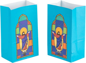 Party Treat Bags - 36-Pack Gift Bags, Religious Party Supplies, Paper Favor Bags, Goodie Bags for Kids, Jesus Design, 5.1 x 8.75 x 3.25 Inches