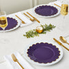 50 Pack Purple Plastic Plates for Party, 9 Inch Disposable, Party Supplies, Wedding, Gold Foil Scalloped Edges