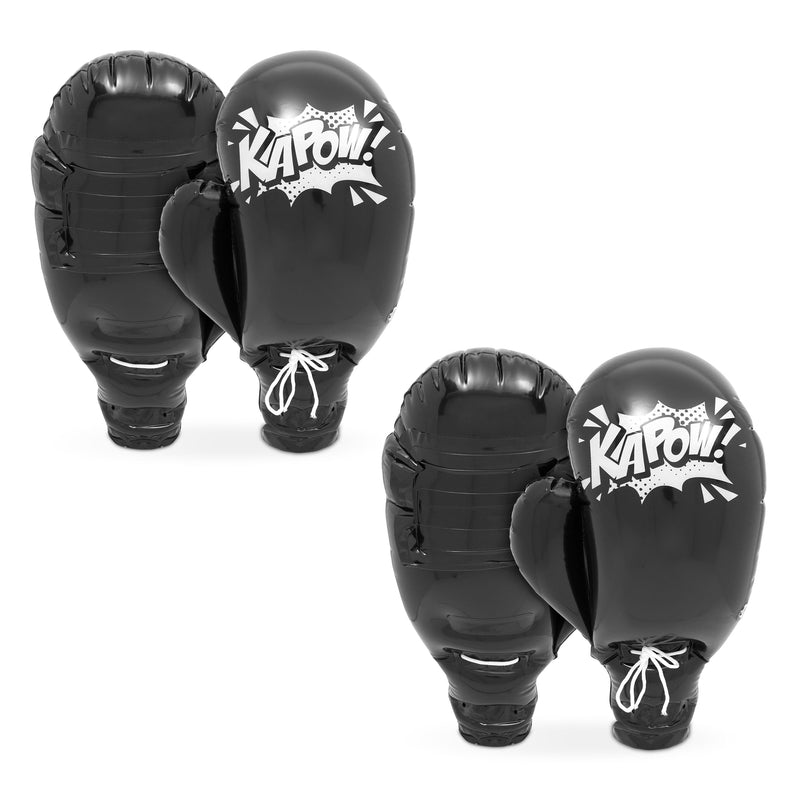 Inflatable Boxing Gloves for Kids, Giant Blow Up Sparring Mitts (Black, 2 Pairs)