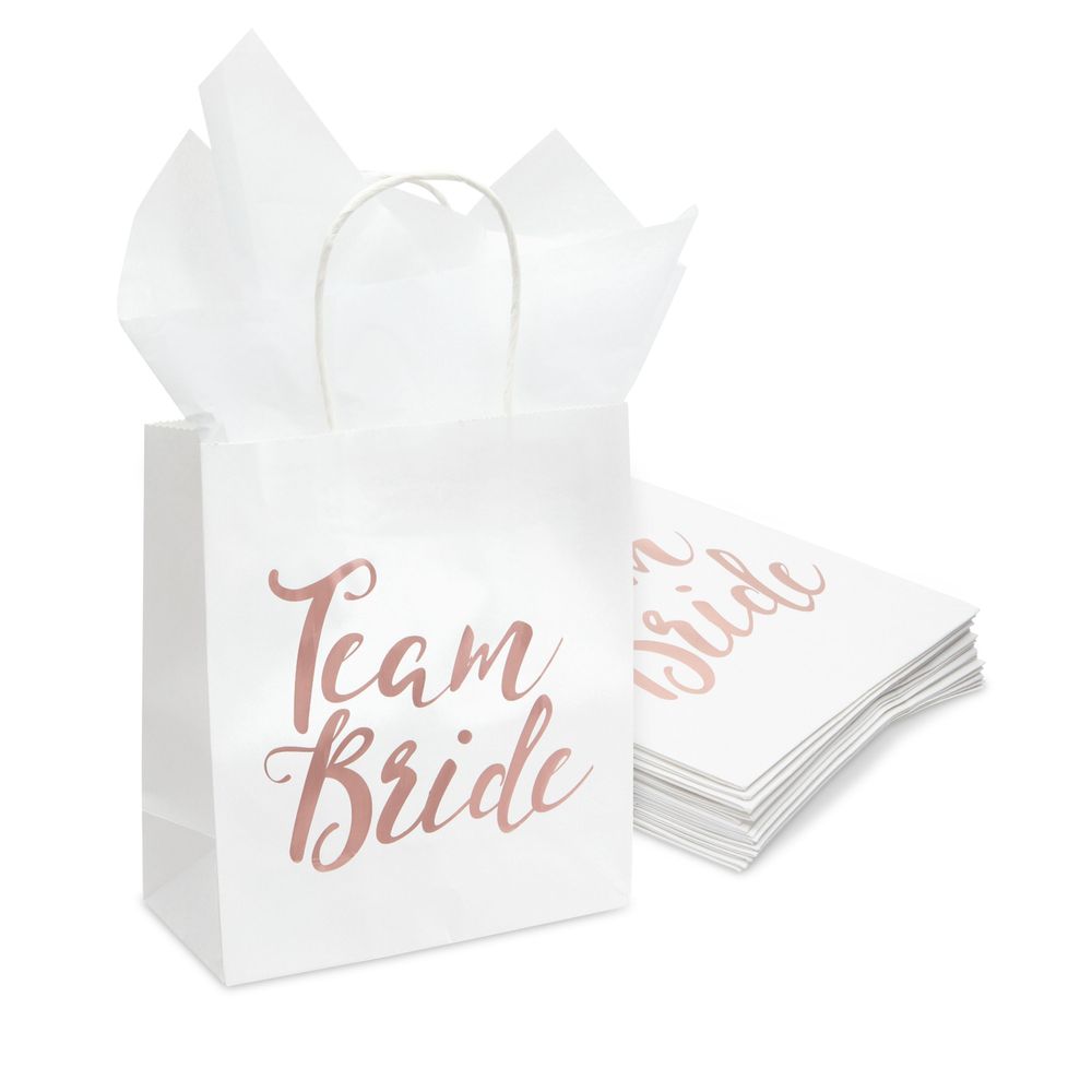 Team Bride Gift Bags for Bridesmaid Proposal, Bridal Shower Party Favors (15 Pack)