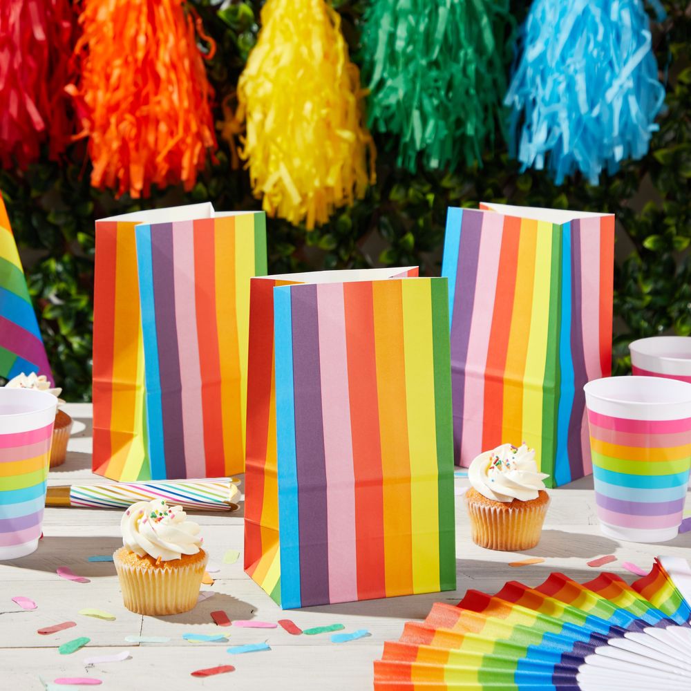 Rainbow Party Treat Bags for Birthdays and Baby Showers Favors (36 Pack)