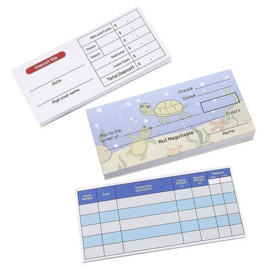 Blue Panda Play Check Set - Educational Toy for Kids - Promotes Financial Literacy - Includes Checkbook, Deposit Slip, Check Register, 150 Sheets Total, Underwater Theme