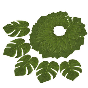 60 Pieces Artificial Palm Leaves - 8 Inches Tropical Monstera Leaf for Luau Hawaiian Birthday Party Decorations, Safari Jungle Baby Shower