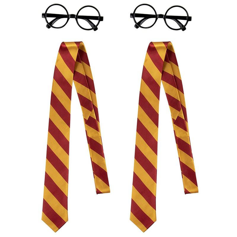 Wizard Glasses and Tie Costume Accessory Set for Halloween and Cosplay (4 Pieces)