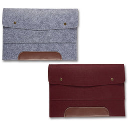 Wool Felt Folders, Laptop Briefcase and A4 Document Covers (13 Inches, Grey and Burgundy, 2-Pack)