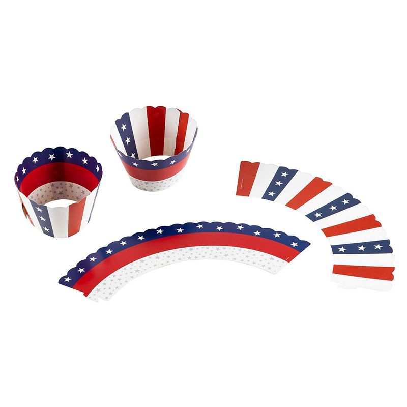 Cupcake Toppers and American USA Patriotic Cupcake Wrappers (102 Pieces)