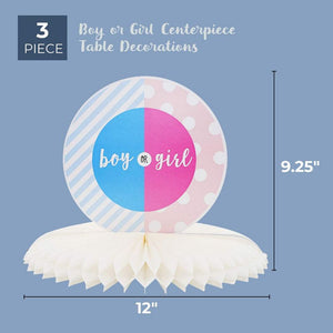 Blue Panda Gender Reveal 3-Piece Set Table Decorations - Baby Boy or Girl Honeycomb Centerpiece Party Supplies, 12 x 9 Inches
