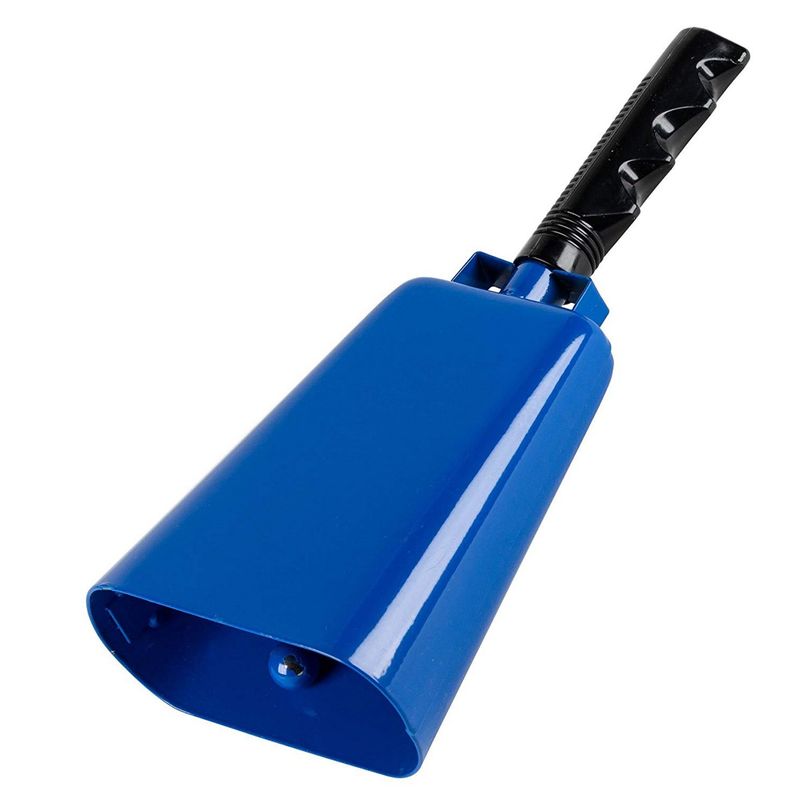 Cowbell with Handle - Cow Bell Noismaker, Loud Call Bell for Cheers, Sports Games, Weddings, Farm, Blue, 4.75 x 11 x 2.375 Inches