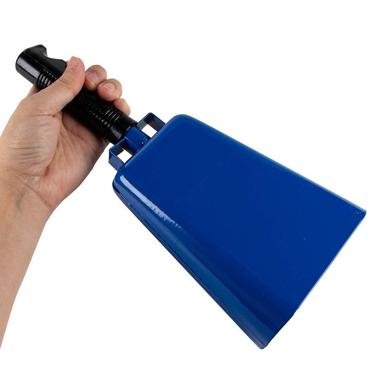 Cowbell with Handle - Cow Bell Noismaker, Loud Call Bell for Cheers, Sports Games, Weddings, Farm, Blue, 4.75 x 11 x 2.375 Inches