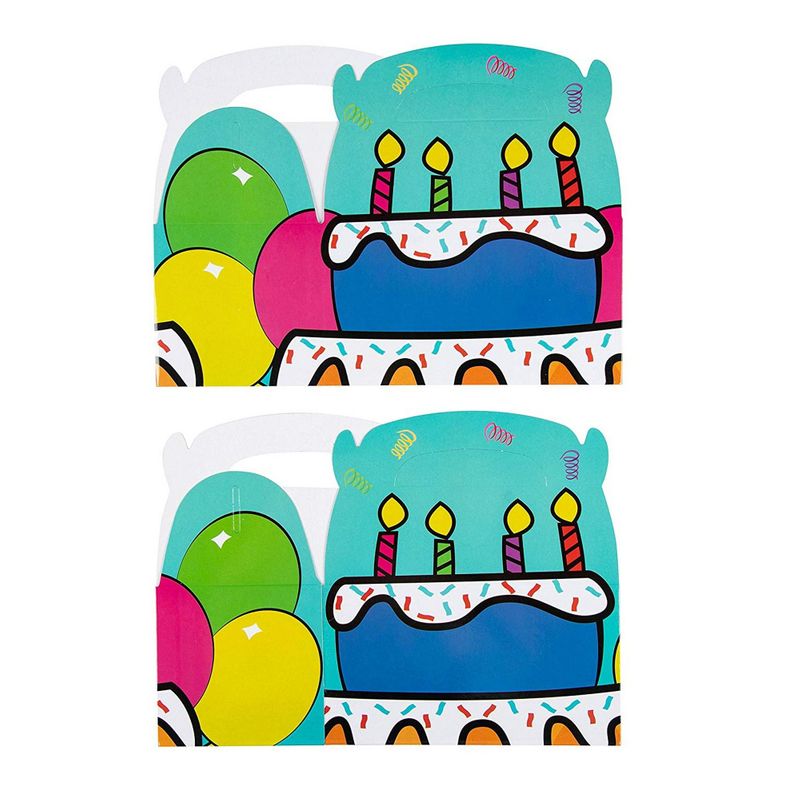 Treat Boxes - 24-Pack Paper Party Favor Boxes, Cake and Candles Design Goodie Boxes for Birthdays and Events, 2 Dozen Party Gable Boxes, 6 x 3.3 x 3.6 inches