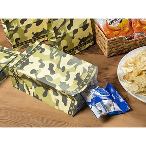Party Treat Bags - 36-Pack Gift Bags, Camo Party Supplies, Paper Favor Bags, Recyclable Goodie Bags for Kids, Camouflage Design, 5.2 x 8.7 x 3.3 Inches
