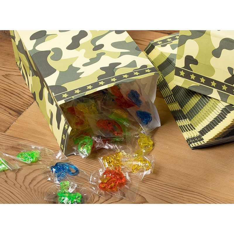 Party Treat Bags - 36-Pack Gift Bags, Camo Party Supplies, Paper Favor Bags, Recyclable Goodie Bags for Kids, Camouflage Design, 5.2 x 8.7 x 3.3 Inches